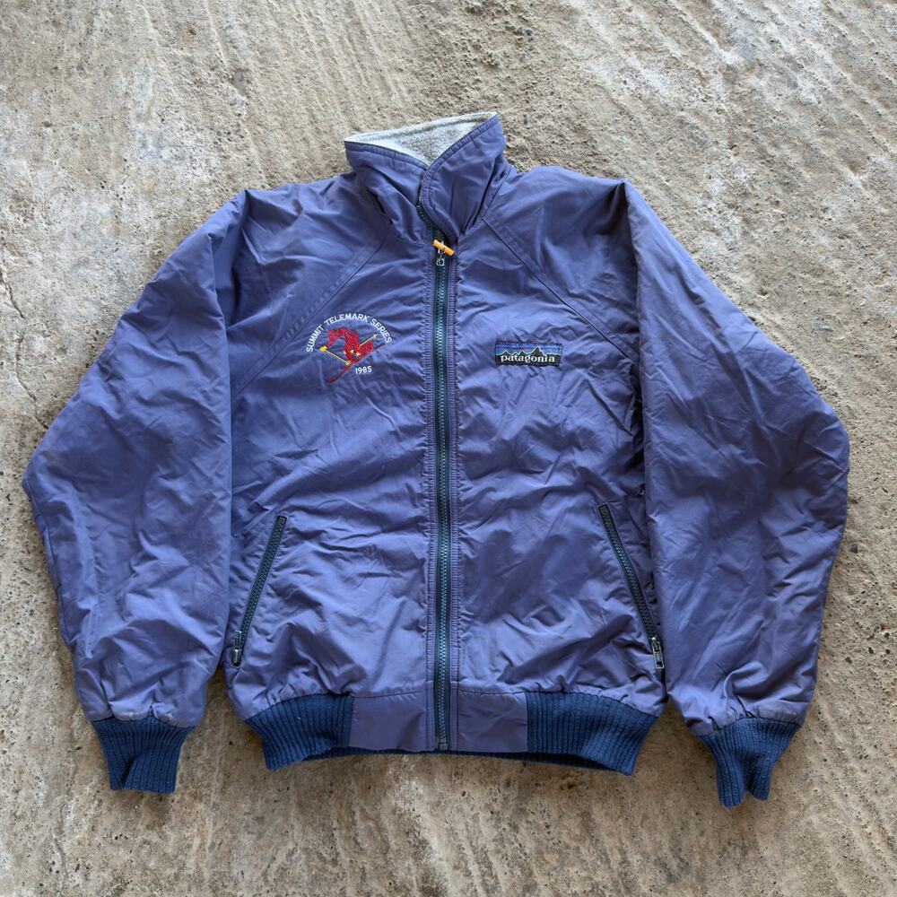 Vtg 80s Patagonia Fleece Lined Bomber Nylon Jacket Size S Made USA Big Logo RARE